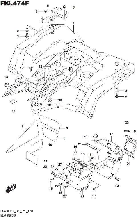 REAR FENDER (LT-A500XPL9 P33)