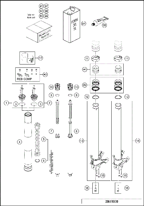 FRONT FORK DISASSEMBLED