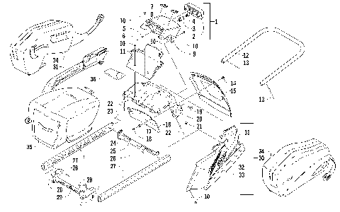 REAR BUMPER, RACK RAIL, SNOWFLAP, AND TAILLIGHT ASSEMBLY [95799]
