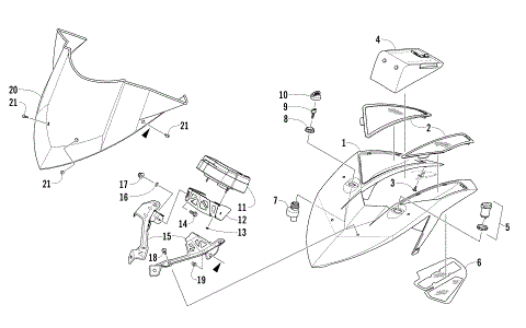 WINDSHIELD AND INSTRUMENTS ASSEMBLIES