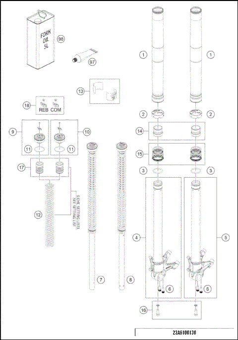 FRONT FORK DISASSEMBLED