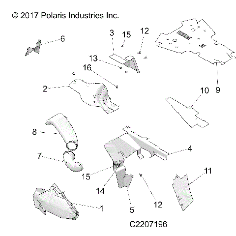 BODY PANELS, THERMAL SHIELDS - A-17-01-C Applies to 2015-2016 Sportsman 850 1-UP Models AFTER Safety Recall A-17-01-C has been completed. (C2207196)