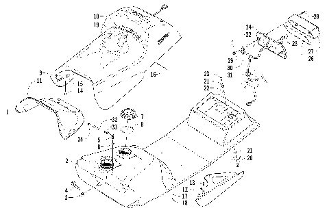 GAS TANK, SEAT, AND TAILLIGHT ASSEMBLY [86106]