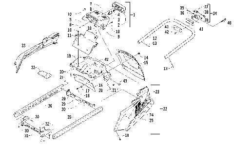 REAR BUMPER, HITCH, RACK RAIL, SNOWFLAP, AND TAILLIGHT ASSEMBLY [99255]