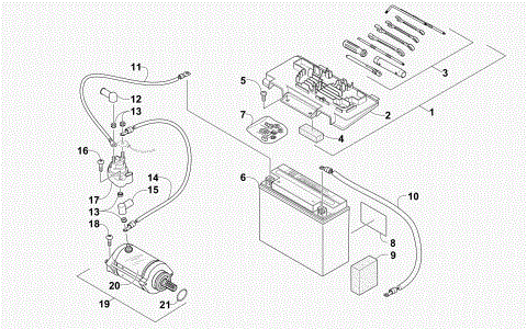 BATTERY AND STARTER ASSEMBLY