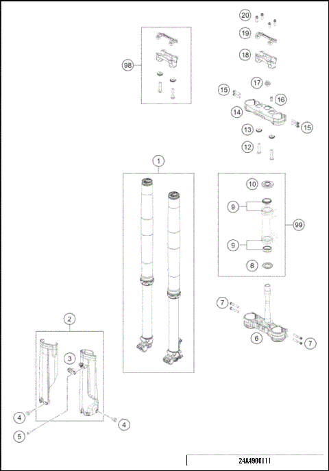 FRONT FORK, TRIPLE CLAMP