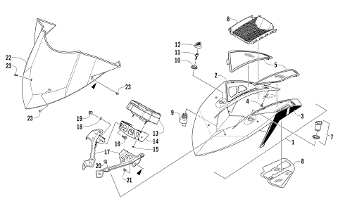 WINDSHIELD AND INSTRUMENTS ASSEMBLIES