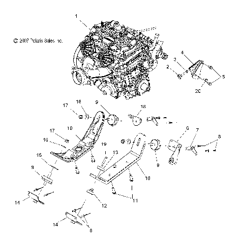 ENGINE, MOUNTING - S08PG8ES/EE/PH8ES/EE (49SNOWENGINEMOUNT08800RMK)