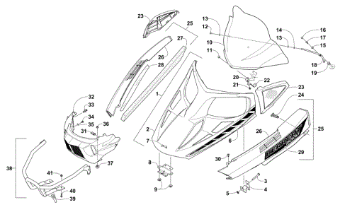 HOOD, WINDSHIELD, AND FRONT BUMPER ASSEMBLY (OS)