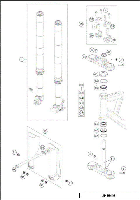 FRONT FORK, TRIPLE CLAMP