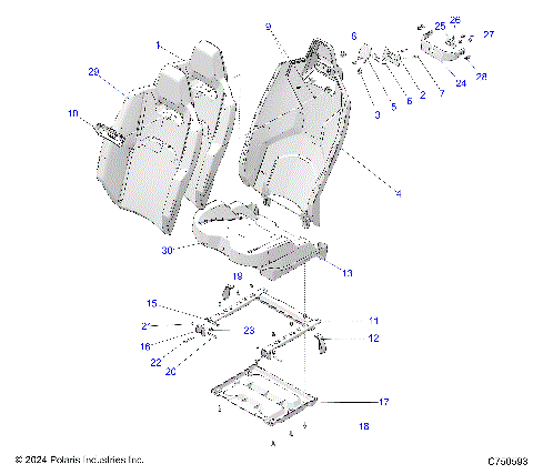 BODY, SEAT ASM, & MOUNTING, REAR - Z25S4D92AA/AL/BA/BF/AF/BL (C750593)