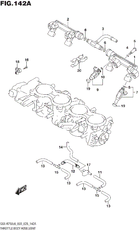THROTTLE BODY HOSE/JOINT (GSX-R750L6 E03)