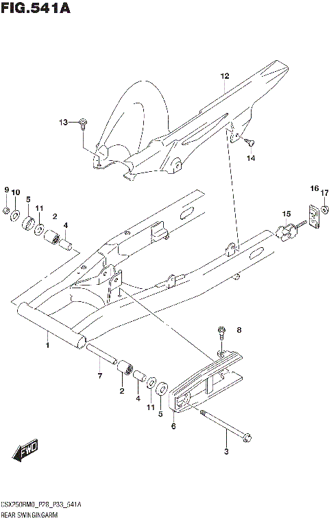 REAR SWINGINGARM (GSX250RM0 P28)