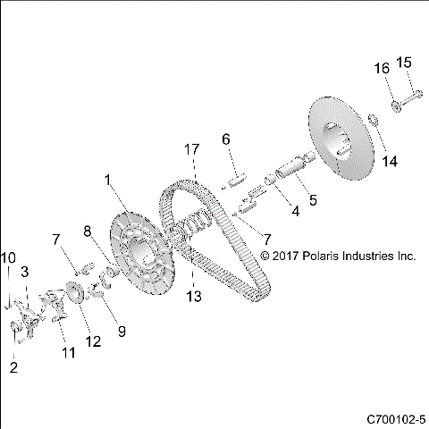 DRIVE TRAIN, SECONDARY CLUTCH - Z19VGE99AK/AW/BK/BW (C700102-5)