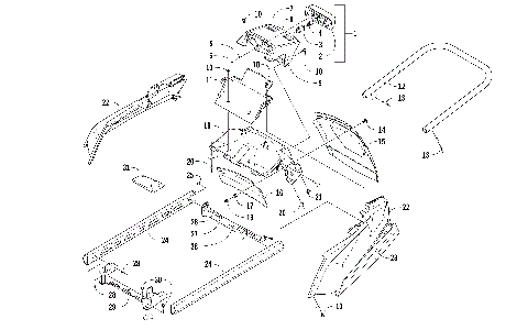 REAR BUMPER, RACK RAIL, SNOWFLAP, AND TAILLIGHT ASSEMBLY [105585]