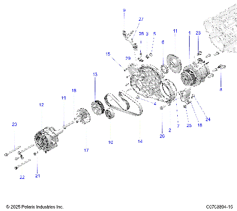 ENGINE, ALTERNATOR AND COMPRESSOR