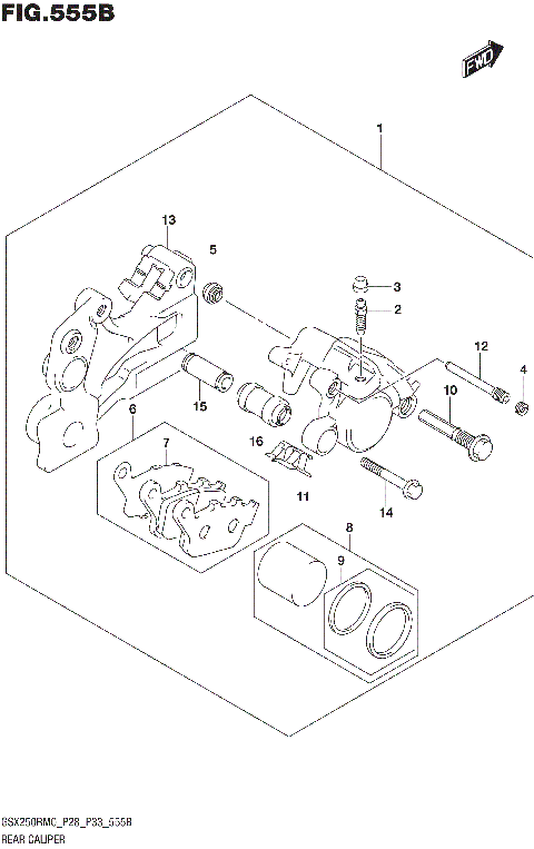REAR CALIPER (GSX250RM0 P33)