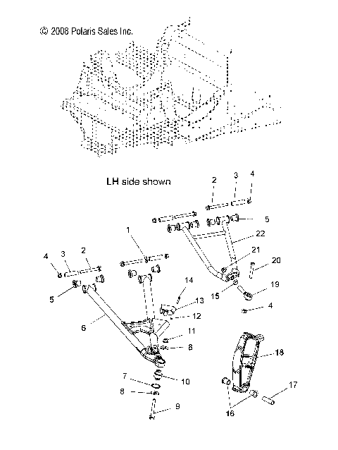 SUSPENSION, FRONT, CONTROL ARMS and SPINDLE - S12PB6HSA/HSL/HEA (49SNOWSUSPFRT09SHIFT)