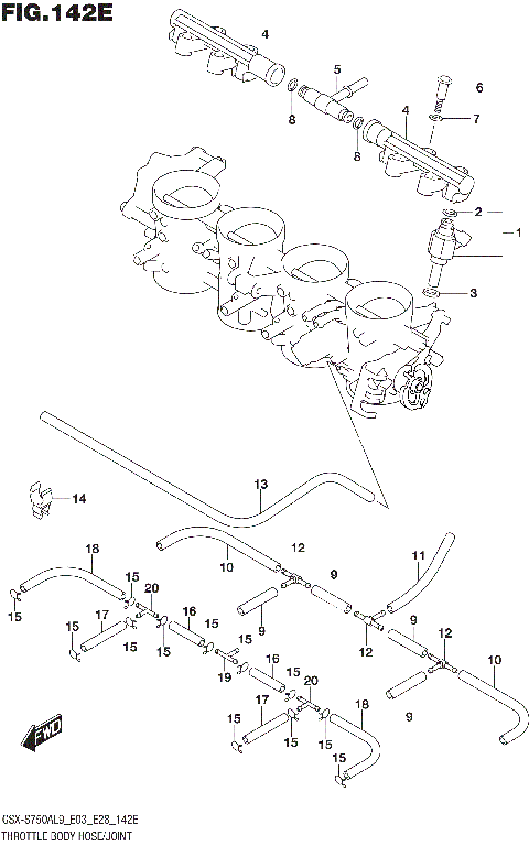 THROTTLE BODY HOSE/JOINT (GSX-S750YAL9 E33)