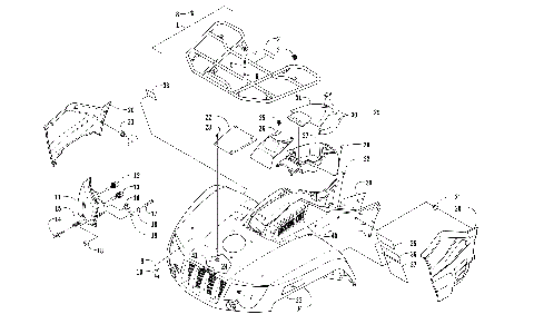 FRONT RACK, BODY PANEL, AND HEADLIGHT ASSEMBLIES [301720]