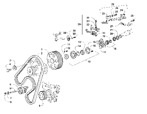 CAM PULLEYS, TIMING BELT, AND SPEED GOVERNOR ASSEMBLY [87147]