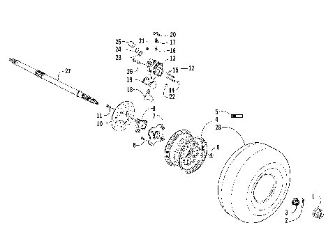 REAR WHEELS, AXLE, AND BRAKE ASSEMBLY [89285]