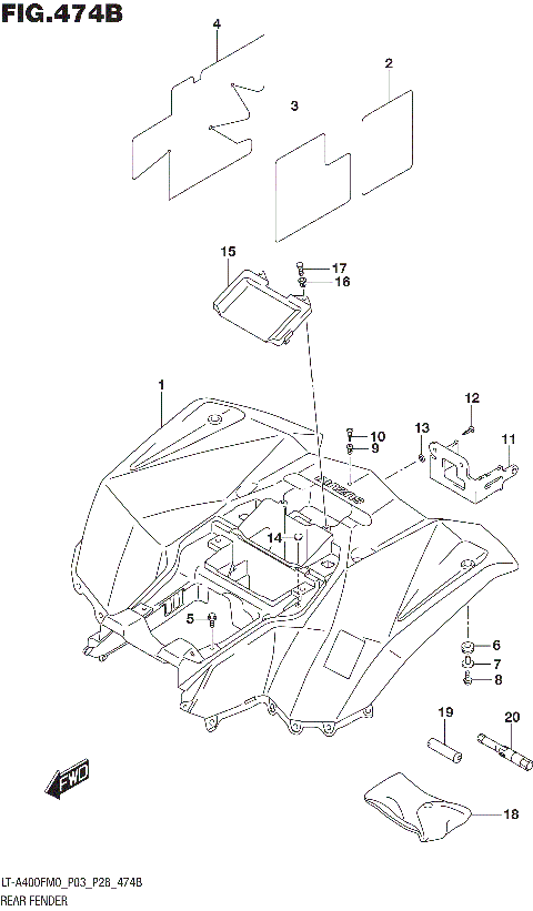 REAR FENDER (LT-A400FM0 P28)
