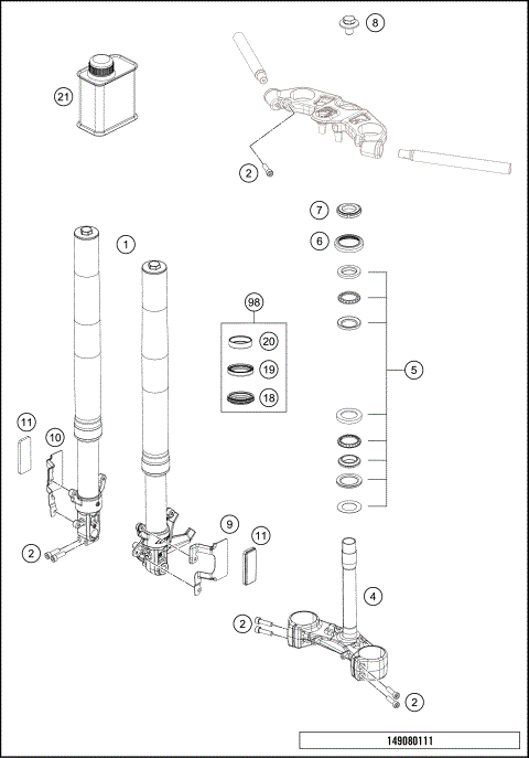 FRONT FORK, TRIPLE CLAMP