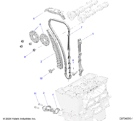ENGINE, CAM CHAIN AND TENSIONER
