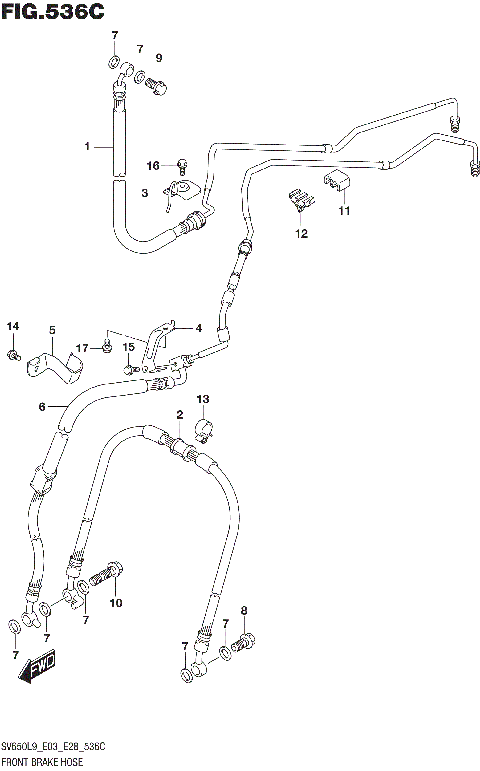 FRONT BRAKE HOSE (SV650AL9 E28)