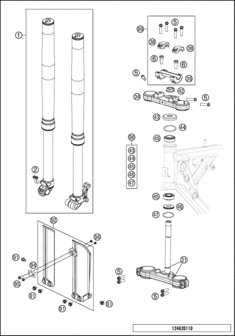 FRONT FORK, TRIPLE CLAMP