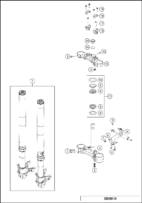 FRONT FORK, TRIPLE CLAMP
