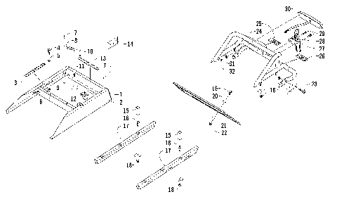 REAR BUMPER, RACK RAIL, SNOWFLAP, AND TAILLIGHT ASSEMBLY [97281]