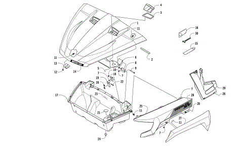 HOOD/FRONT STORAGE AND SIDE PANEL ASSEMBLY