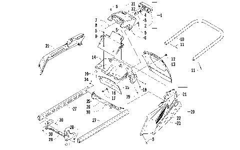REAR BUMPER, RACK RAIL, SNOWFLAP, AND TAILLIGHT ASSEMBLY [91320]