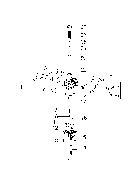 ENGINE, CARBURETOR - A11PB20AB (49ATVCARB08PHX)