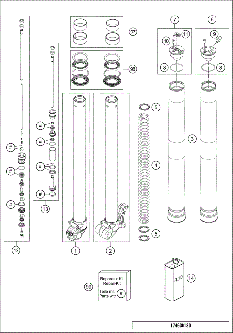 FRONT FORK DISASSEMBLED