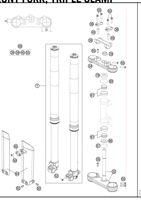 FRONT FORK,TRIPLECLAMP 
