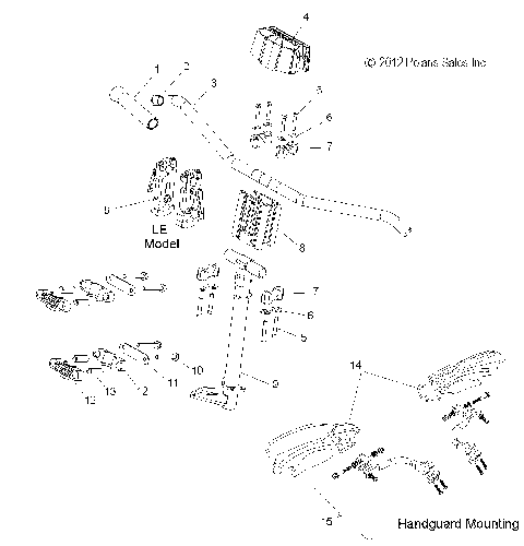 STEERING, UPPER and HANDLEBAR ASM. - S14BS8/BC8/BD8 ALL OPTIONS (49SNOWHANDLEBAR13800SBPRO)