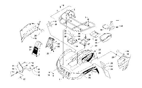 FRONT RACK, BODY PANEL, AND HEADLIGHT ASSEMBLIES [300338]