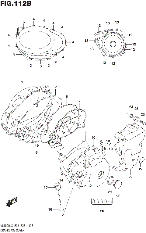CRANKCASE COVER (VL1500BL8 E28)
