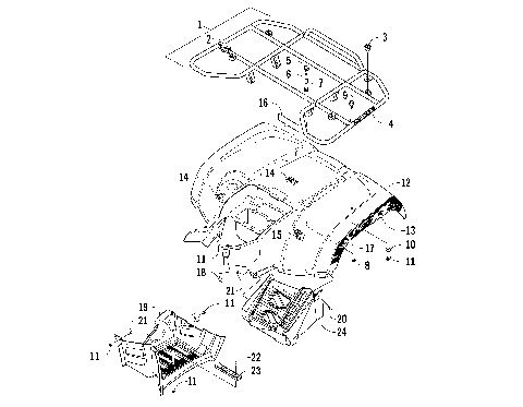 REAR RACK, BODY PANEL, AND FOOTWELL ASSEMBLIES [99828]