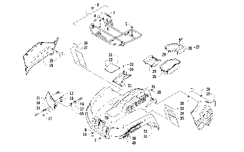 FRONT RACK, BODY PANEL, AND HEADLIGHT ASSEMBLIES [97701]