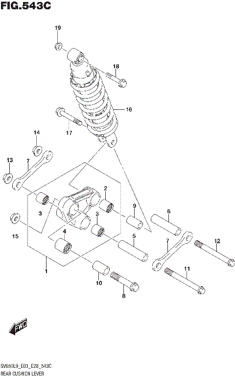 REAR CUSHION LEVER (SV650AL9 E28)