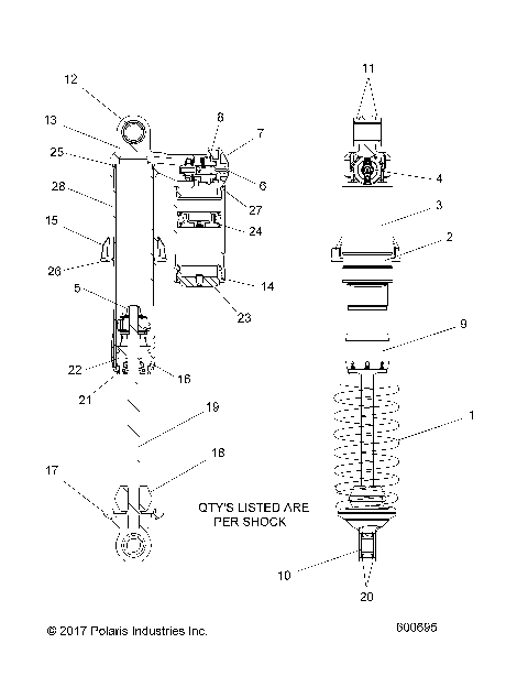 SUSPENSION, SHOCK, IFS 7044703 - S23FJE8PS/8PE (600695C)