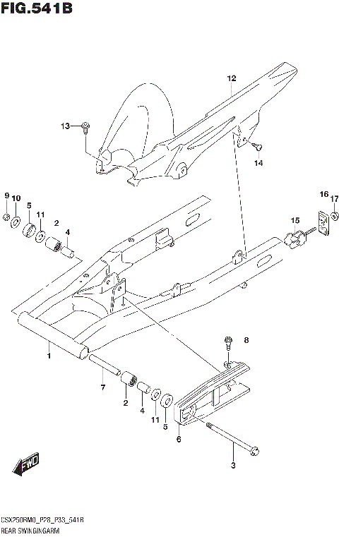 REAR SWINGINGARM (GSX250RM0 P33)