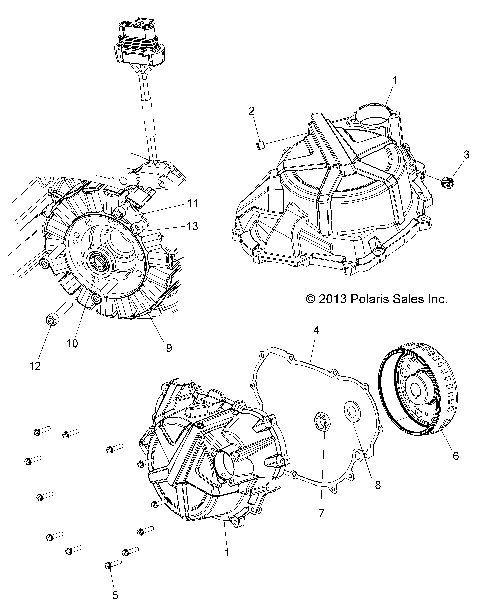 ENGINE, STATOR COVER AND FLYWHEEL - A16DAA32A1/A7 (49ATVFLYWHEEL14SP325)
