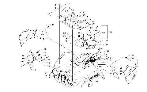 FRONT RACK, BODY PANEL, AND HEADLIGHT ASSEMBLIES [99958]