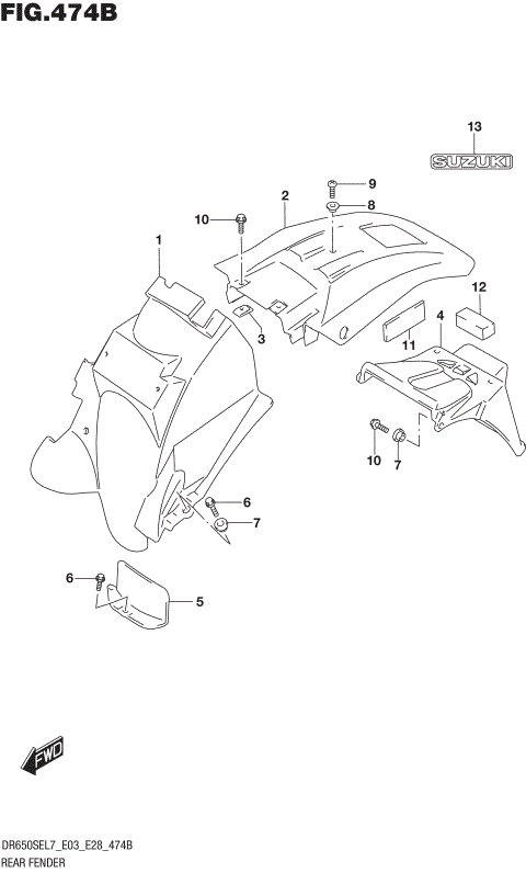 REAR FENDER (DR650SEL7 E28)