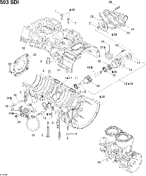 01- Crankcase, Water Pump And Oil Pump